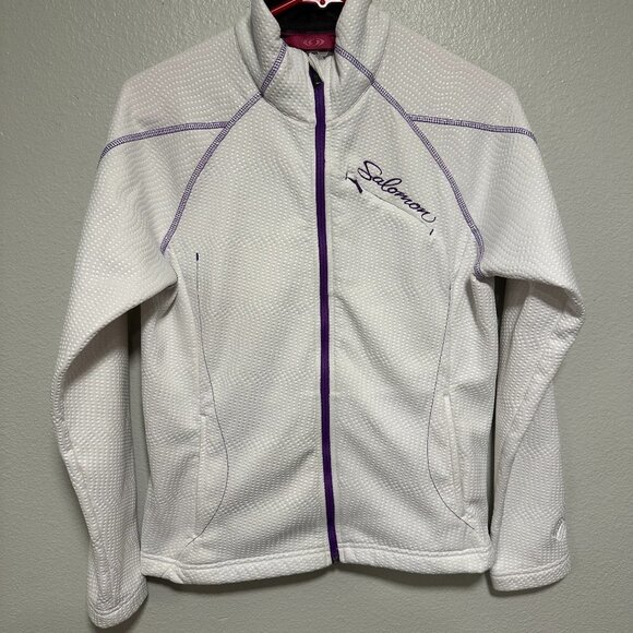 Vintage Salomon White & Purple Zip Up Lightweight Sweatshirt in Women's Medium - Picture 1 of 6